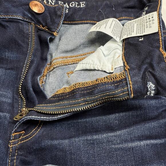 American Eagle High Rise Shortie Micro Mini Dark Wash Shorts Sz 6 Super Stretch - Picture 4 of 8